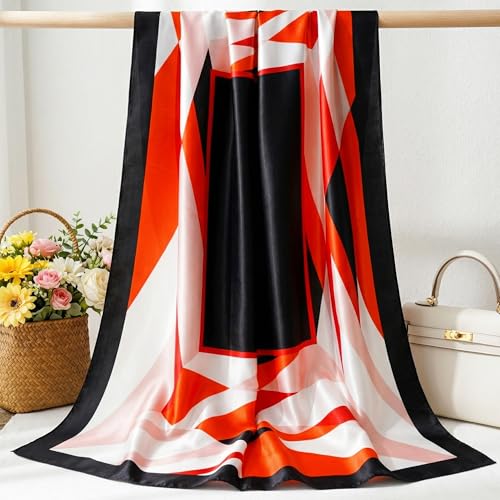 Pistha Head Scarf Bandana for Women, Satin Scarf for Hair, Large Square Silk Bandana Headscarf for Women and Men 35 Inch - style: Assorted a