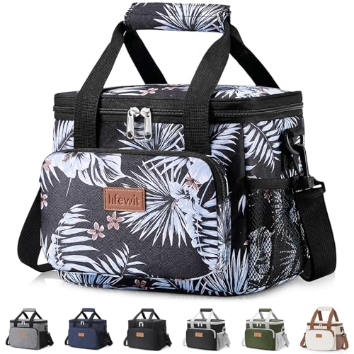 Lifewit Medium Lunch Bag, Insulated Lunch Box, Soft Cooler Cooling Tote for Adult Men Women, Flower 12-Can (9L) - color: Flower, size: Medium(9L)