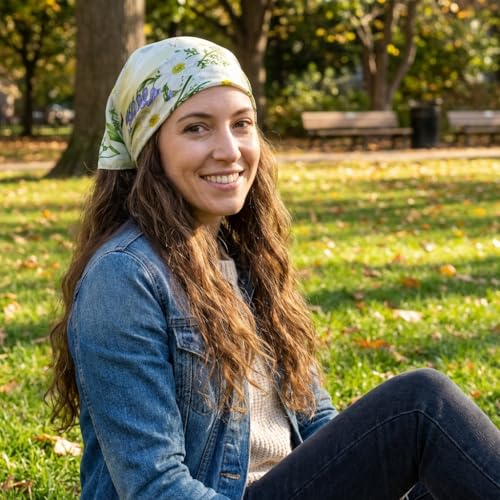 Women's Small 21 inch 100% Silk Scarf Bandana for Head Neck Hair | 100% Mulberry Silk Lightweight Designs Gift-Ready Packaging For Hair Fashion 21"x21" Printed - color: 206white Green