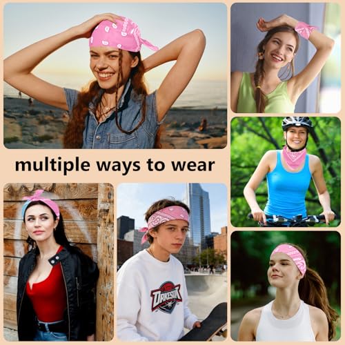 Morcheiong 8/16 Pcs Bandanas Paisley Bandana Head Scarf Headband Handkerchiefs for Men Women Boy Girls - color: Pink