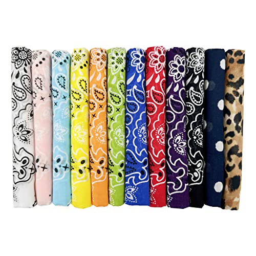 Bandanas Gift Set 12 Pack Soft Thin Handfeel Cotton Bandanna Scarf for men - color: Assorted