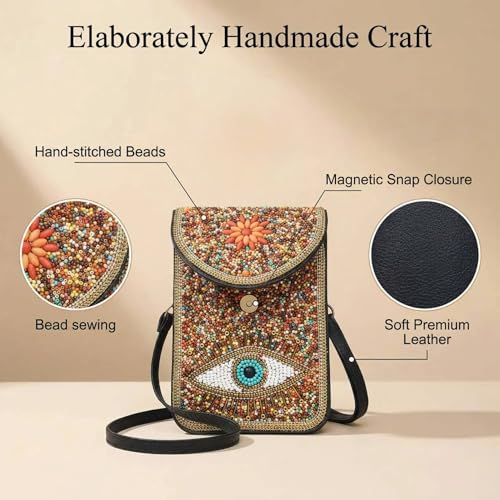 Small Crossbody Bags for Women Designer Cell Phone Bag Boho Shoulder Wallet Purse - color: Colorful