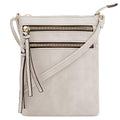 DELUXITY Crossbody Purse Bag Shoulder Bag Multi Pocket Zipper Purse - color: Beige