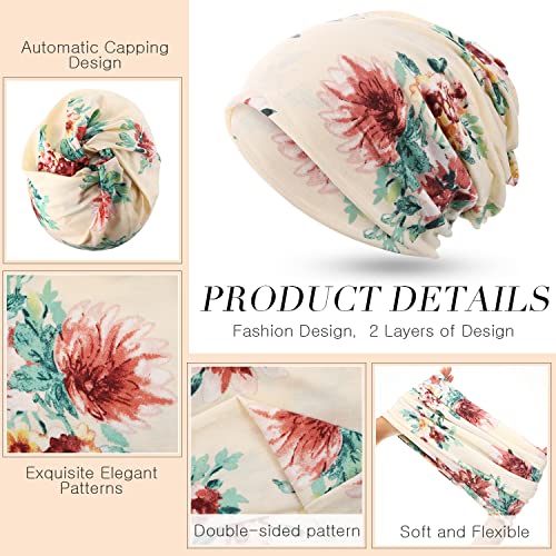 SATINIOR 5 Pieces Women's Slouchy Beanie Chemo Hat Stretch Cancer Head Wraps Sleep Head Scarf for Cancer Patient - color: Multicolor, style: Fresh Style