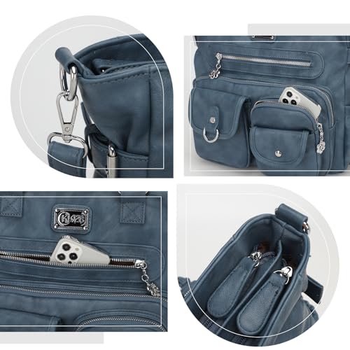 KL928 Large Purses for Women Shoulder Bag Tote Handbags Stylish Vegan Leather Hobo Bags Ladies, A-Black-4 | Large - color: Blue