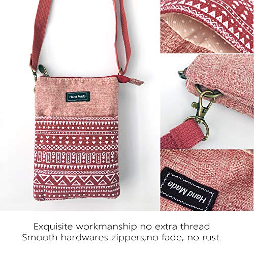 Roomy Cell Phone Purse Wallet Canvas Small Crossbody Purse Bags with Shoulder Strap For Women teen girlsl | Roomy - color: P-red