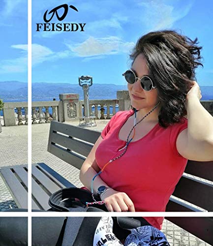 FEISEDY Retro Gothic Steampunk Sunglasses Round Metal Frame Punk Circle Inspired Shade Men B1857 - color: Silver/Grey