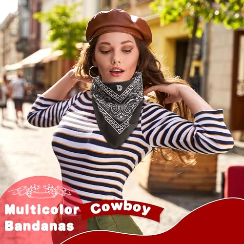 40 Pcs Bandanas Bulk Paisley Bandana Multicolor Cowboy Bandanas for Men Women Western Party - color: Color Set 2