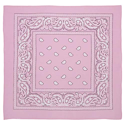 Light Pink Paisley Bandana - Single Piece 22x22