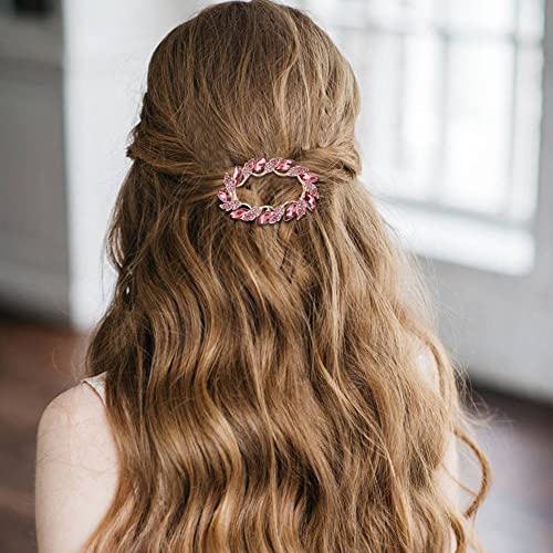inSowni 4 Pack Gold Glitter Sparkly Jeweled Gems Korean Decorative Rhinestones Crystals Leaf Metal French Barrettes Alligator Snap Hair Clips Pins Accessories for Women Girls - color: Champagne, Pink, Purple and Blue