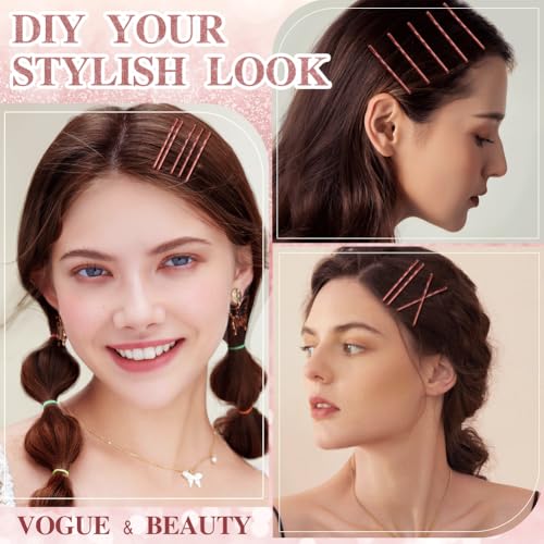 Reddish Brown Bobby Pins 330 Ct, YINGFENG 2.2Inch High Gloss Bobby Hair Pins for Styling, Comfortable, Lock In Style, Pain Free Hair Accessories for Women & Men, All Hair Types - color: Reddish Brown(2.2Inch)