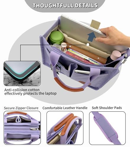 Large Canvas Tote Bag for Women Work Tote Bags with Pockets Laptop Crossbody Purses Everyday Bag Handbags for Travel - color: New Upgraded Heavy-duty Canvas Plus Purple