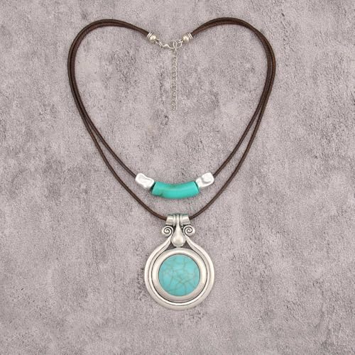 Chunky Necklace for Women Boho Pendant Necklace Statement Western Choker Necklaces for Women Vintage Bohemian Jewelry - style: Bohemian Choker Necklaces