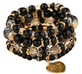 Women Beaded Bracelet Set | Colorful Boho Stackable Trendy Design with Crystal Accents Multilayer Bangle Bracelet | Fashion Stretch Braclets Jewelry for Women - color: Black