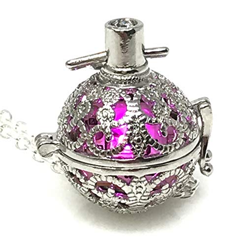 UMBRELLALABORATORY Steampunk FIRE Necklace - Pendant Glow Locket - Great Gifts for women, Mother, Father, cute magical Jewelry - color: Pink