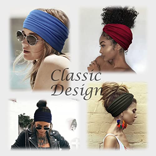 AKTVSHOW 7'' Wide Headbands for Women, Extra Large Turban Workout Headband Fashion Yoga Hair Bands Boho Twisted Thick Hair Accessories, 8Pack - color: Bright Hope