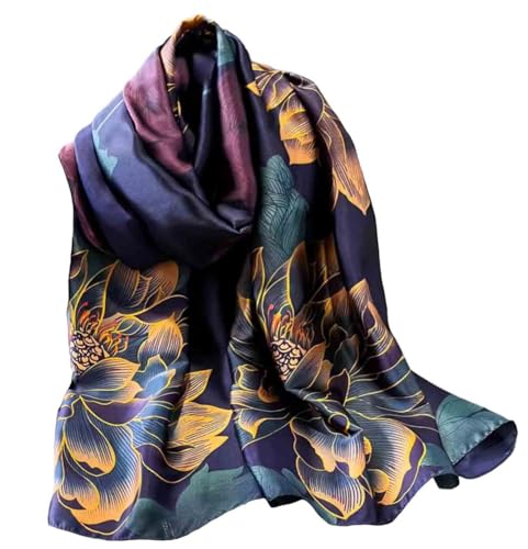 Acotavie Scarfs for Women Dressy Fashion Scarves Long Floral Pattern Scarf Lightweight Sunscreen Shawls - color: C002 Purple