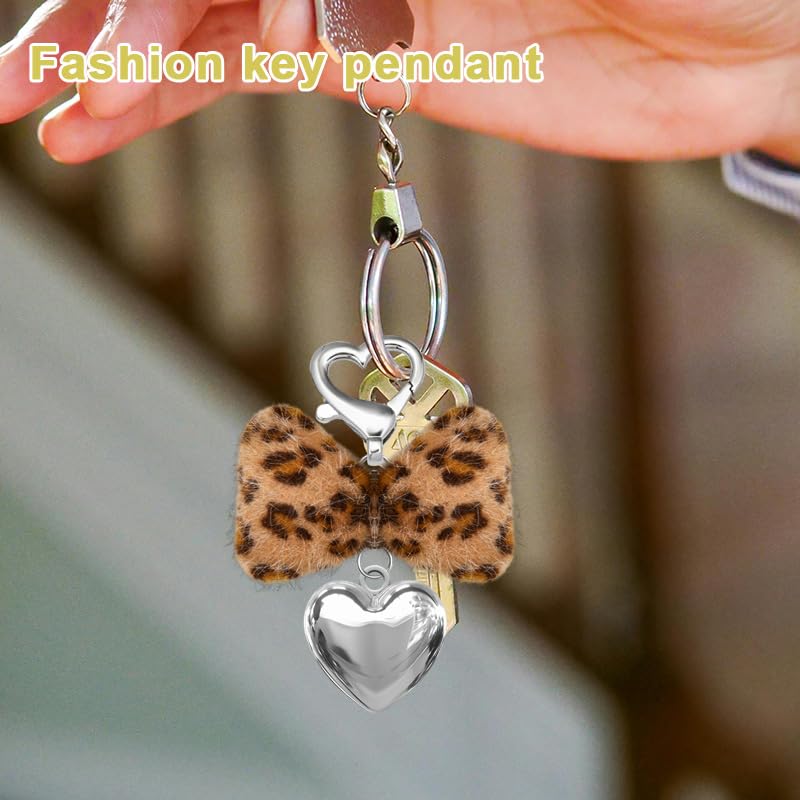Leopard Faux Fur Keychain for Purse Charms for Handbags Leopard Plush Key Chain for Car Keys - color: Color 7