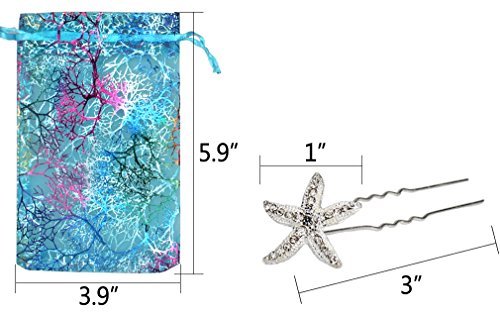 Jaciya 18 Pack Bride Crystal Rhinestone Starfish Hair Pin Hair Jewelry Hair Accessories Women Headwear Headdress for Beach Themed Wedding,Party, Hair Clips for Women