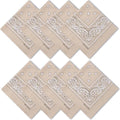 Raylarnia 8 PCS 100% Cotton Bandanas, 22 Inchs Multi-Purpose Bandana Scarfs Headbands for Men and Women - color: 8-tan