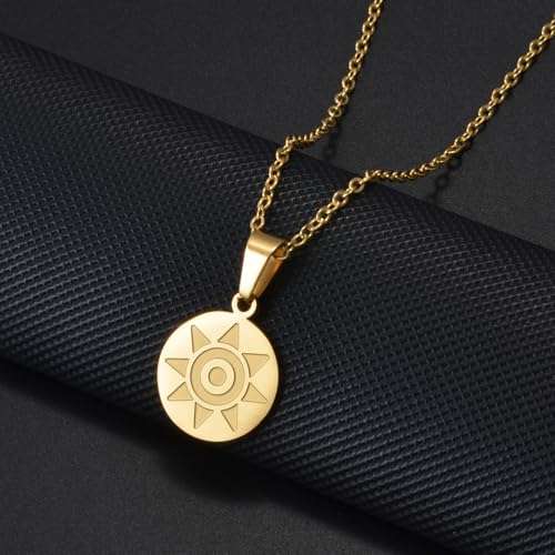 Pintadera Canaria Spain Traditional Ethnic Symbols Pendant Necklaces For Woman Jewelry - color: Gold Color 4