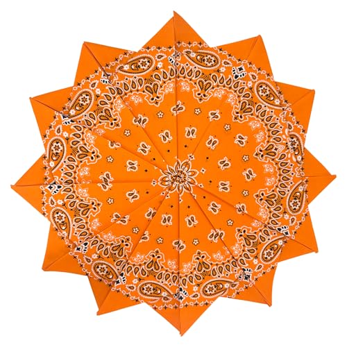 6 Pack 12 Pack Bandanas 2 Sides Printed 22inch Unisex Cowboy Kerchiefs - color: Orange-12 Pack
