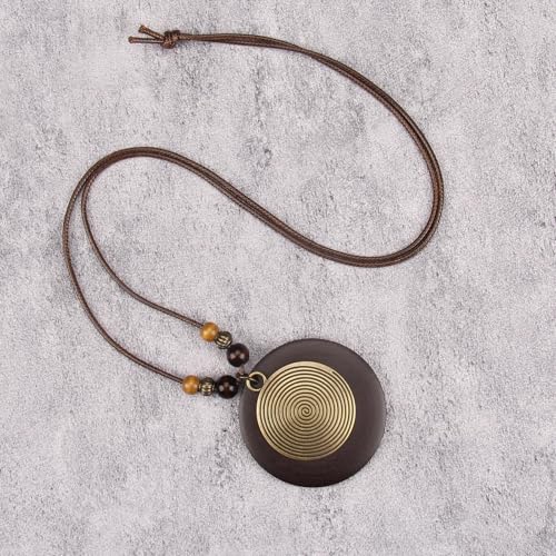 Bohemian Necklaces for Women Long Leather Necklace with Large Pendant Chunky Boho Hippie Jewelry Pendant Chocker Necklace - style: Bohemian Pendant Necklace