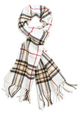 VERONZ Super Soft Classic Cashmere Feel Winter Scarf - color: Ivory Plaid