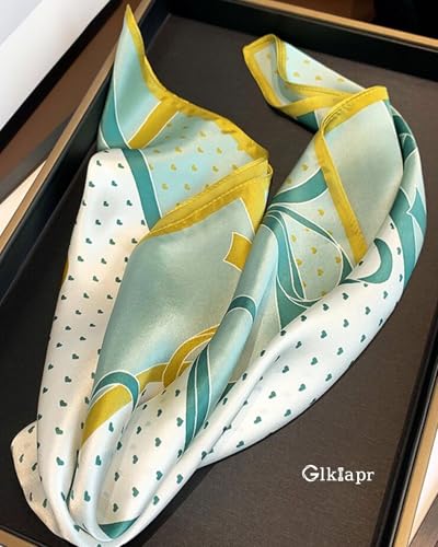 Satin Bandana Headscarf for Women Silky Hair Scarves for Fashion Lightweight - color: 13-green Spots