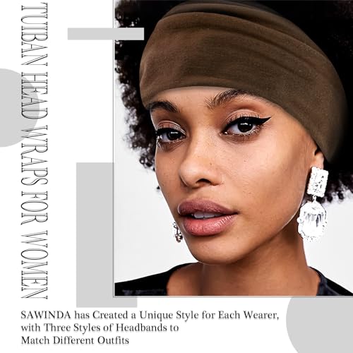 Wide Headbands for Women Black Stylish Head Wraps Boho Extra Large Hairbands Yoga Sport Workout Head Wraps Hair Twisted Knot Accessories for Women and Girls - color: Black&White&Brown