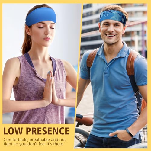 18 Pcs Sports Sweatbands for Men Women Camo Headbands Workout Non Slip Headbands Breathable Head Band Fitness Stretchy Unisex Hairband for Yoga Running Cycling Ball - color: Cool Colors