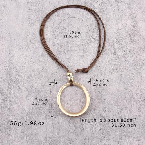 Leather Necklace for Women Large Pendant Hippie Choker Necklace Vintage Sweater Necklace Chunky Boho Necklaces for Women - style: Boho Leather Necklace