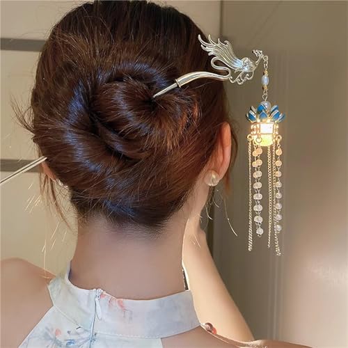 Lantern Light Hairpin Hair Stick Hair Accessories Coiled Tassel Hair Antique Hair pin for Women #04 - color: Color 034#04