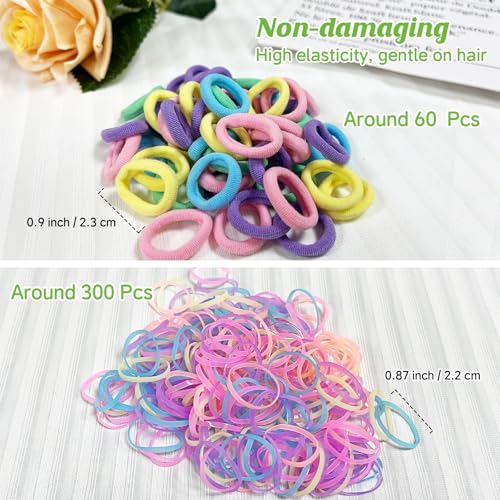 400 Pcs Baby Girls Hair Accessories Set,Baby Girls Hair Ties,Flower Bows Rubber Bands,Hair-friendly Hair Clip,Soft Elastic Hair Bands,Claw Clip(Green) - color: Green