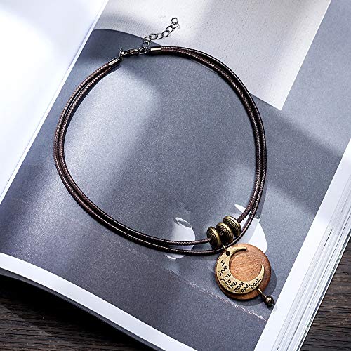 Brown Wooden Choker Chunky Pendant Necklaces for women - color: A