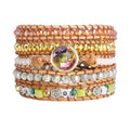 YGLINE Natural Stone Beaded Healing Wax String 5 Wraps Bracelets - color: liuli