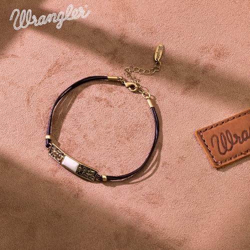 Montana West x Wrangler Faux Leather Wrap Bracelets for Women Western Country Bohemian Cowgirl Turquoise Dainty Jewelry - color: Gold-White