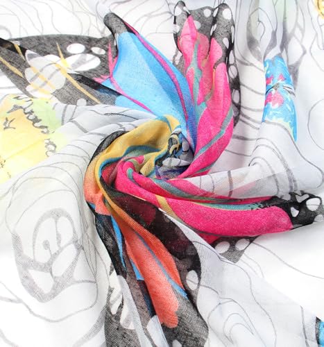 Scarfand's Romantic Rose Prints & Floral Patterns Lightweight Infinity Fashion Scarves Wraps - color: Butterfly Gray