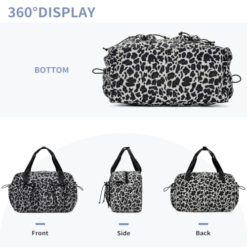 ECOHUB Small Gym Bag for Women, Mini Gym Duffle Bag with Wet Compartment, Bowknot Sports Bag, Cute Gym Tote Bag Dance Yoga Workout Travel Bags Gray Leopard Print - color: Gray Leopard Print