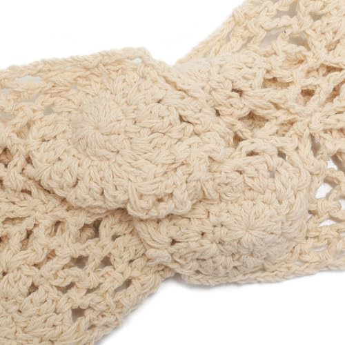 ZLYC Women Headband Handmade Crochet Knit Boho Flower Hair Bands (Twist Knotted Beige) - color: Twist Knotted Beige