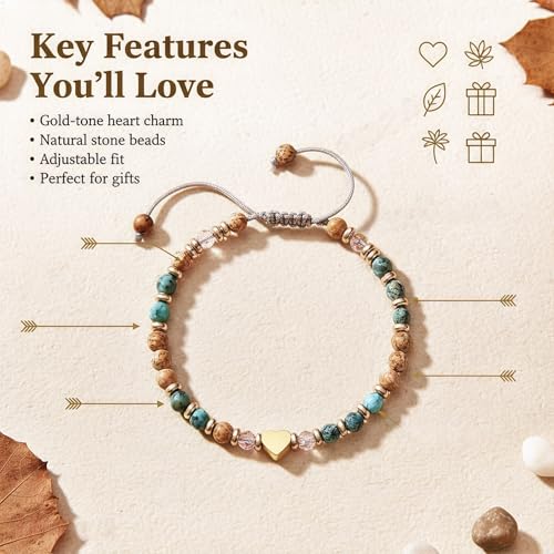 Beaded Heart Bracelet for Women-Adjustable Stretch - color: (You'er Turly)