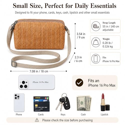 Small Crossbody Bag for Women - color: Strawbrown