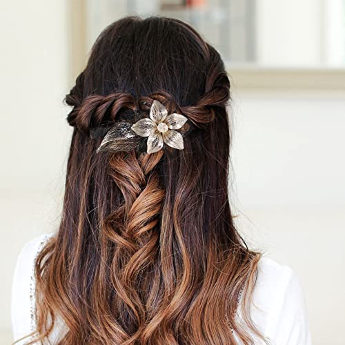 Mistofu 3.93inch DIY Copper Wire Metal Hand-woven High-level design Barrettes Elegant Hair Accessories, Gifts for Women Girls (black) - color: black