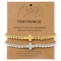 Matching Bracelets for Couple,Gold Silver Beaded Heart Couples Bracelets,Raomantic Relationship Promise Jewelry Gifts for Her - color: Cross