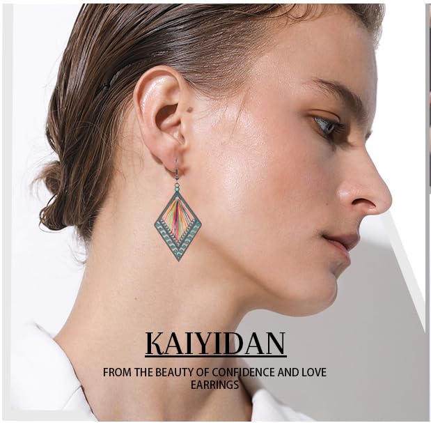 Silver/Gold Boho Dangle Statement Earrings for Women Trendy,Handmade Vintage Dainty Cute Long Drop Summer Earrings,fashion Accessories Jewelry Gifts - color: A2 muti-colored Braided ropegeometric