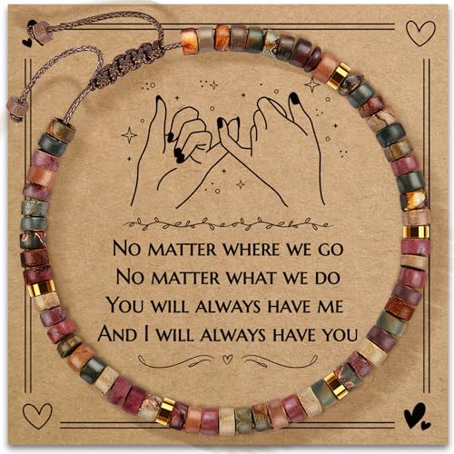 Inspirational Gifts Bracelets for Women: Mothers Day Birthday Gifts for Mom Women Friends Sister - Healing Natural Stone Beads Bracelets Thinking of you Get Well Soon Gift for Women - color: A-J JASPER STONE-NO MATTER