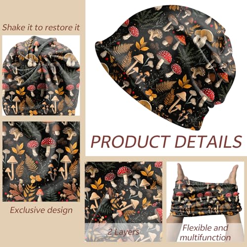Chemo Caps Slouchy Beanie Hat Stretch Cancer Head Wraps Turban Sleep Headwear Scarf for Women Girls Men - color: I-4-mushroom