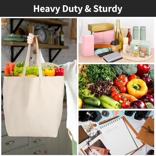 Segarty Blank Tote Canvas Bag with Zipper, 3pcs 19.7x15.7 inch Bags with Handles, 12oz Heavy Duty Reusable Washable Grocery Shopping Bags Plain Bags for Teacher DIY Art Craft Paint Embroidery - size: 19.7"x15.7"x7.9", style: Beige_3pcs