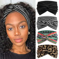 4 Pack Wide Headbands for Women Cute Boho Headband Stripe Knotted Turban Head Bands Soft Hair Wraps African Head Scarf Fashion Turban Hairband Large Scarf Headband For Women’s Hair Accessories - color: Style 118