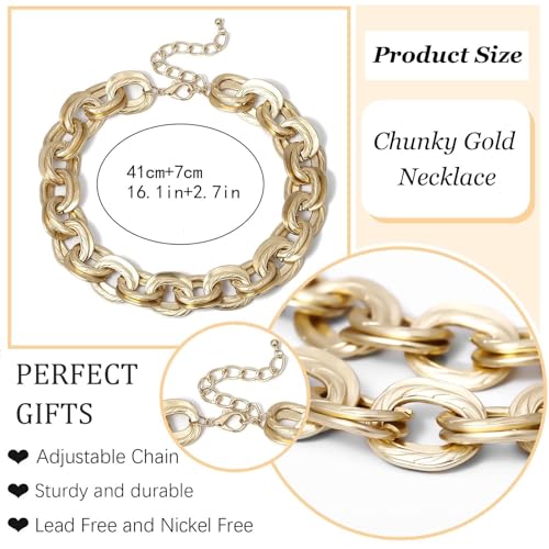 choice of all Chunky Gold Necklace Statement Necklace for Women Punk Chain Thick Gold Choker Jewelry Trendy Birthday Gifts - color: D:gold chunky necklace
